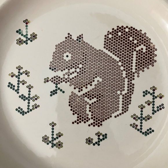 Vintage Pfaltzgraff Squirrel Needlepoint Cross Stitch 8.5" Plate RARE! Item A - Picture 2 of 6